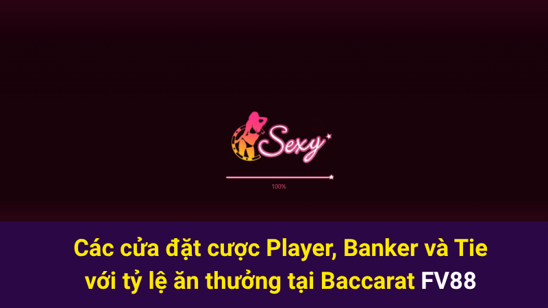 Các cửa đặt cược Player, Banker và Tie với tỷ lệ ăn thưởng tại Baccarat FV88 